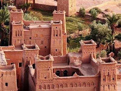 Ancient fortified ksar of Ait Ben Haddou UNESCO site with earthen clay architecture